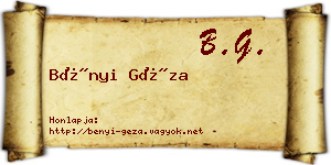 Bényi Géza névjegykártya