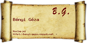 Bényi Géza névjegykártya