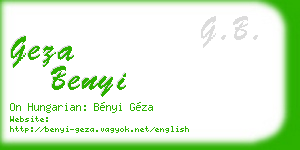 geza benyi business card